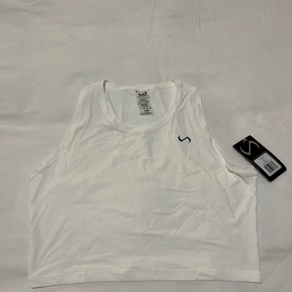 TLF Tempo Ultra-Light Racerback Workout Crop Top - White